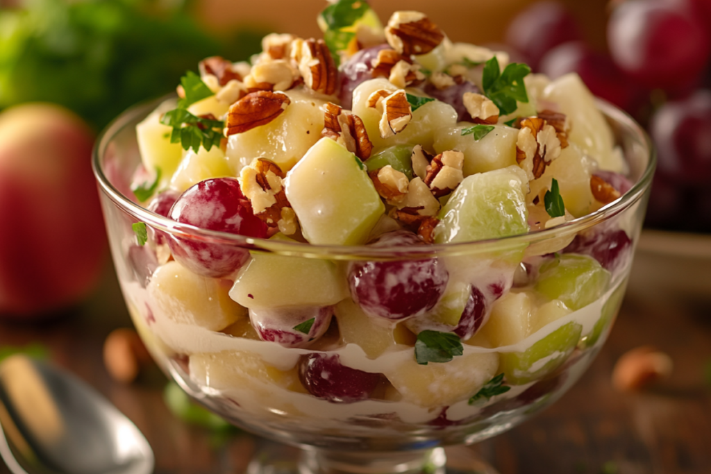 A close up of a serving of apple grape salad in - Apple Grape Salad: A Refreshing, Healthy Delight for Every Occasion