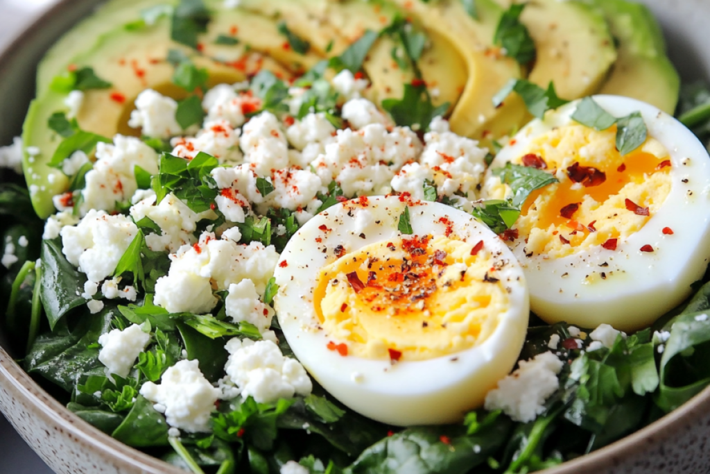 Spinach with Boiled Eggs Recipe