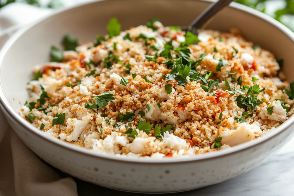 Filling crab cake mixture