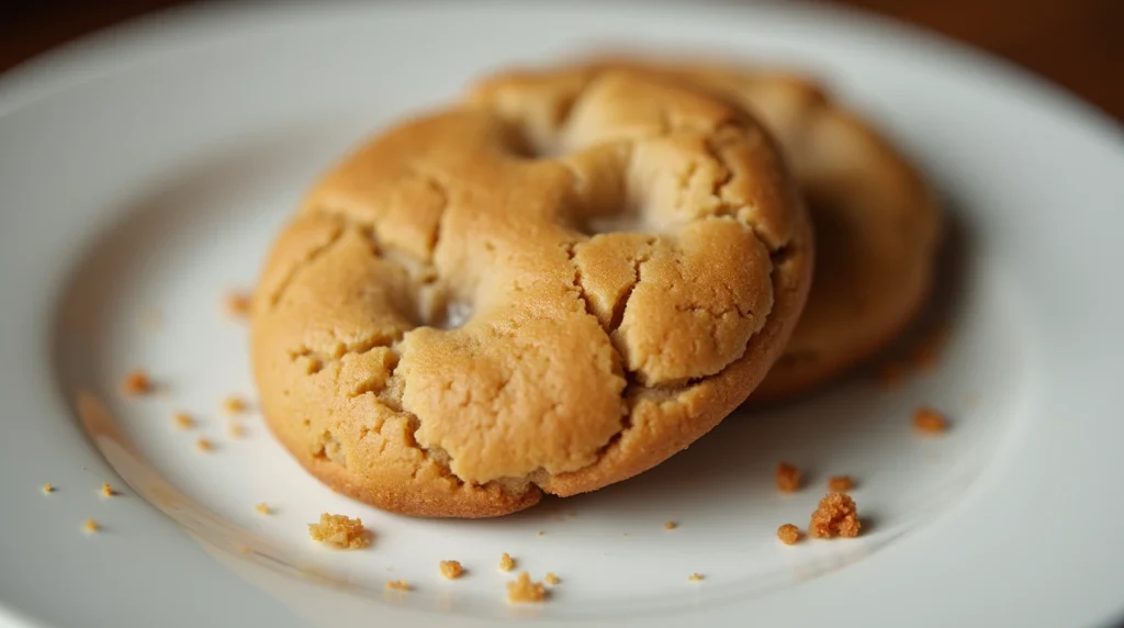 Close-up of a single maple syrup cookie on a plate