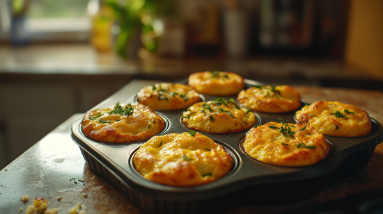 Fluffy Cottage Cheese Egg Muffins in a muffin tin, ready to eat