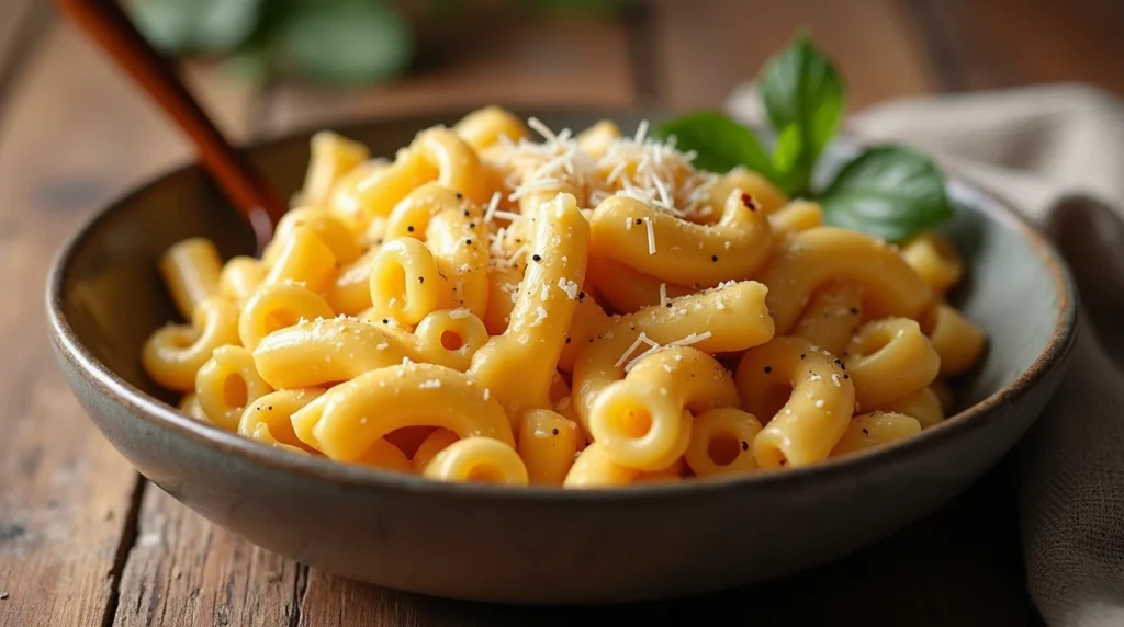 Protein Mac and Cheese with Chickpea Pasta and Parmesan