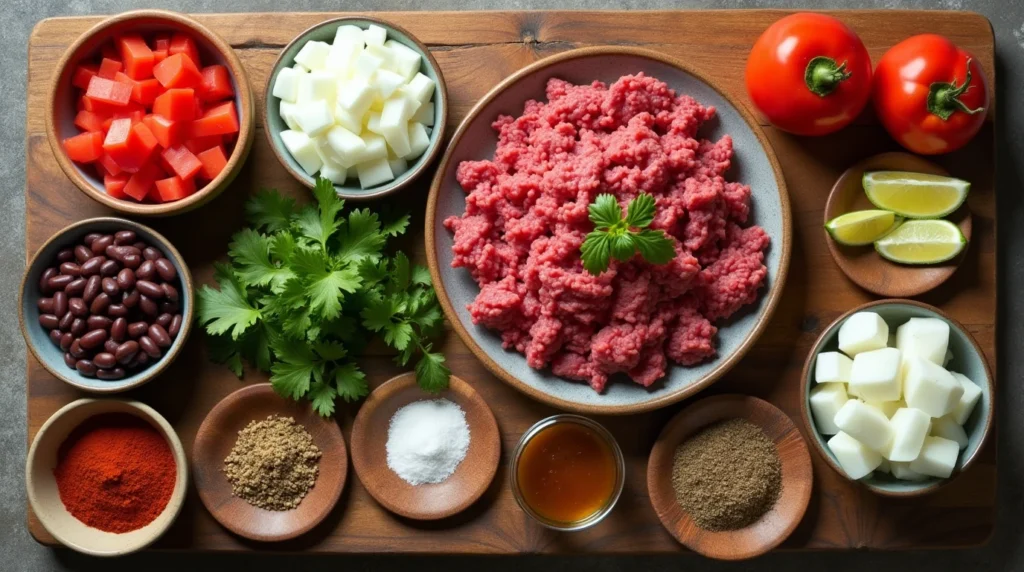 Ingredients for Taco Soup Frios laid out on a kitchen counter.