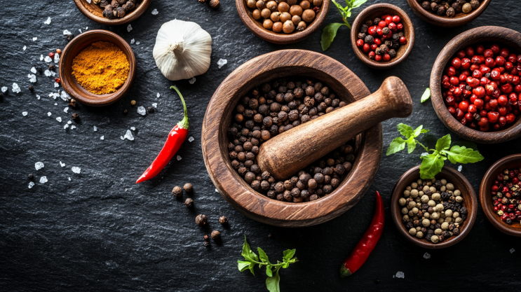 Freshly ground jerk marinade ingredients