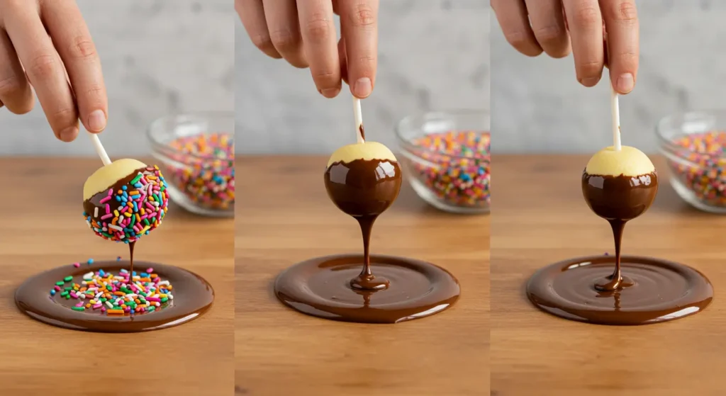 Dipping cake pops in chocolate tutorial