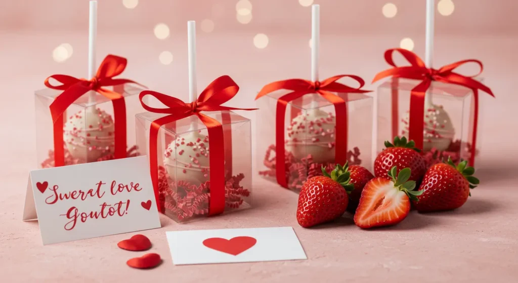 Gift box of Valentine cake pops