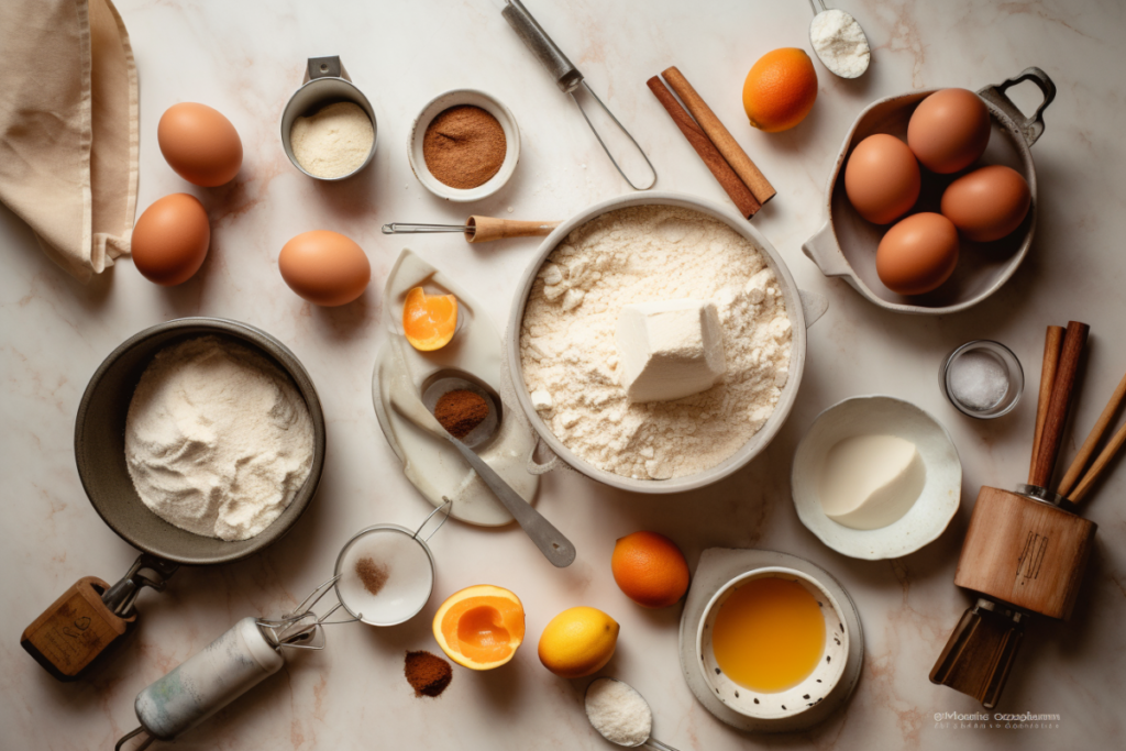 Ingredients for peach cobbler pound cake recipe