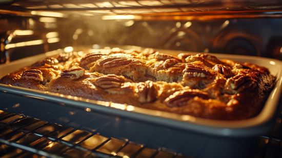 Sweet Alabama Pecan Bread baking in the oven