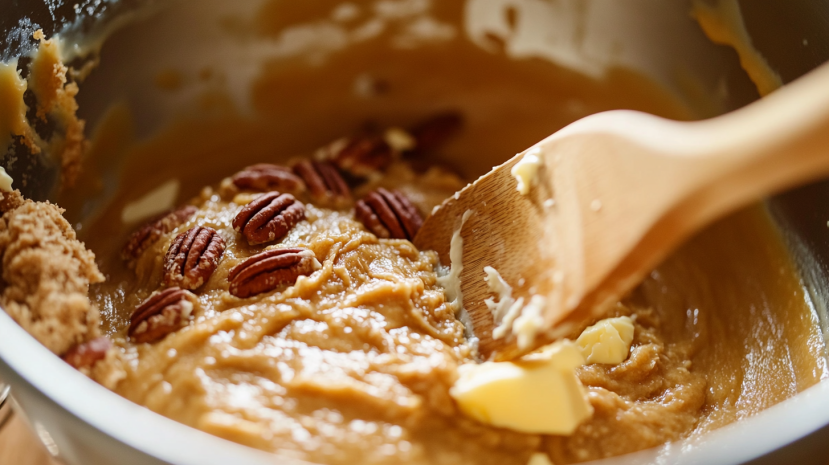 Mixing ingredients for Sweet Alabama Pecan Bread