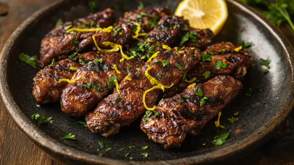 Crispy lemon pepper chicken wings recipe with lemon zest