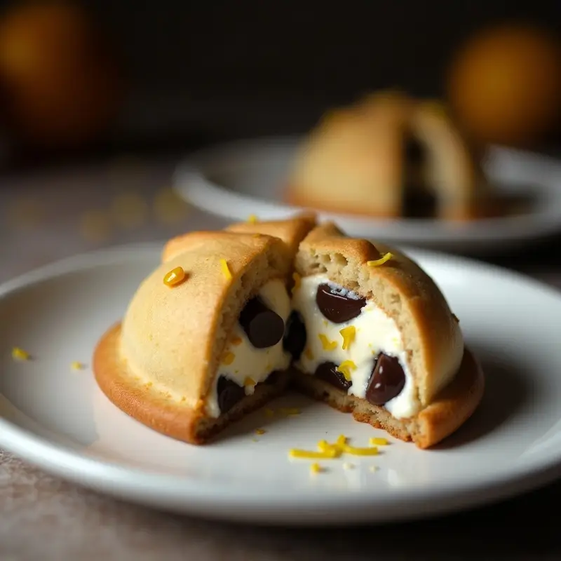  Close-up of broken Cannoli Cookie Sandwich

