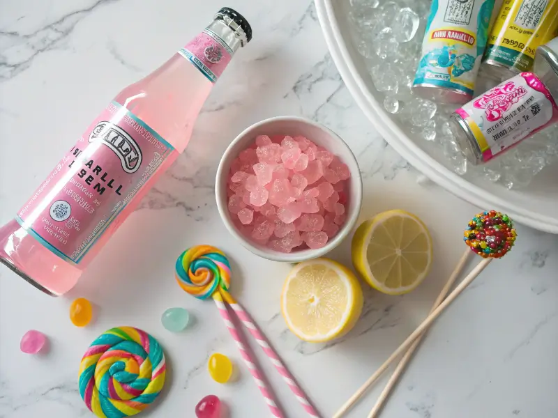 Flat lay of colorful mocktail ingredients
