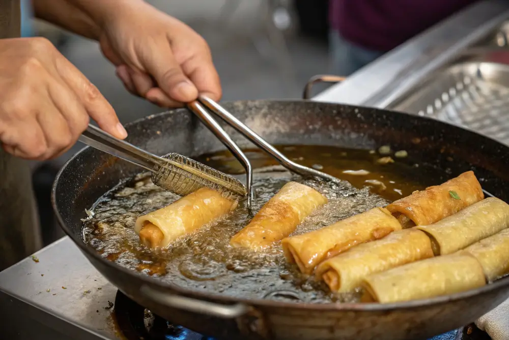 A rustic kitchen moment showing sausage and peppers caramelizing, the base of the flavorful filling.