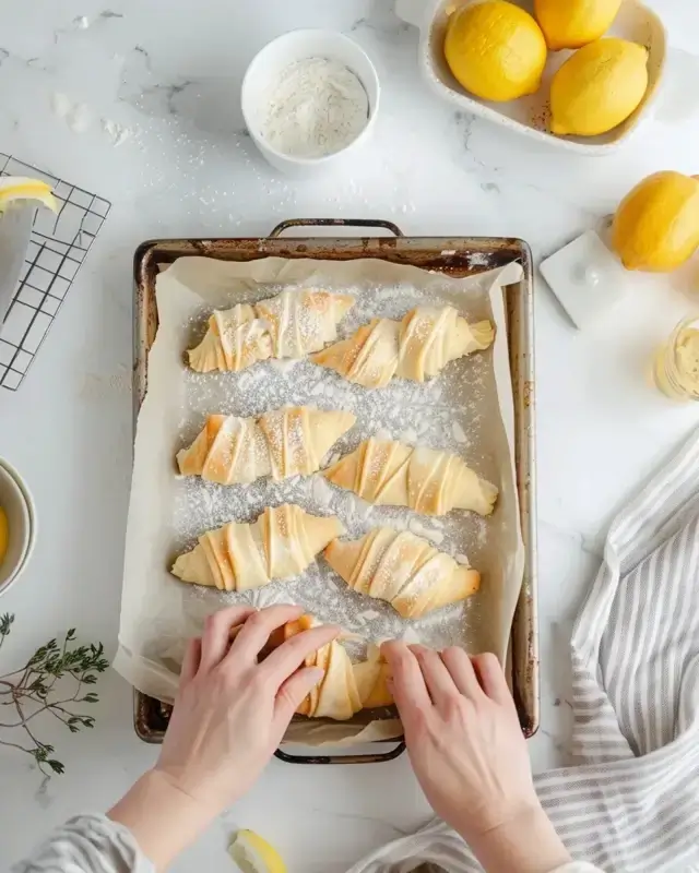 Crescent roll baking process with lemon cream filling