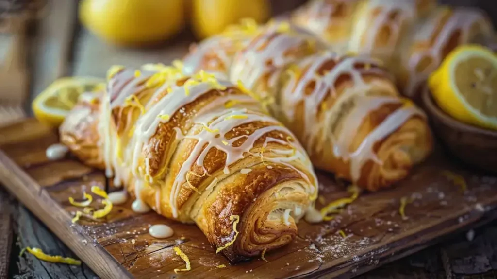 Freshly baked lemon cream cheese crescent rolls