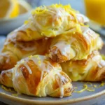 Stack of glazed lemon crescent rolls