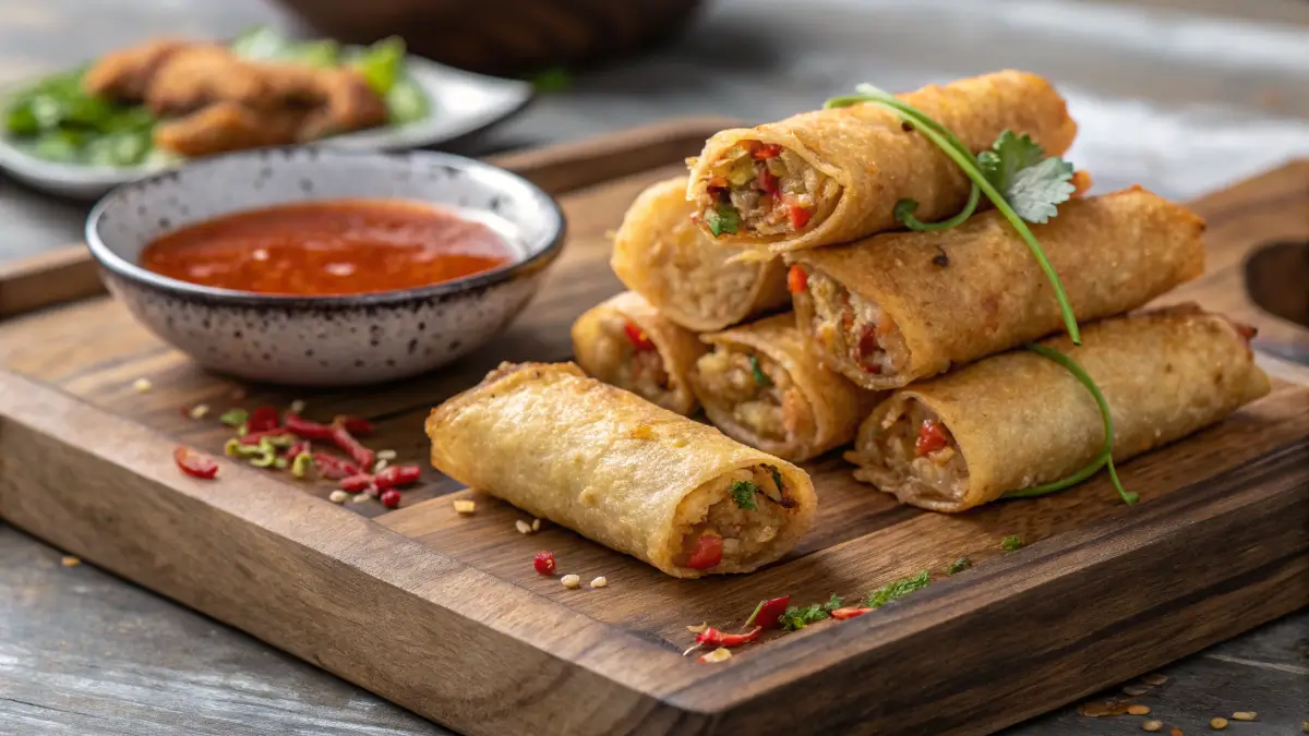 Voodoo Egg Rolls served with Cajun dipping sauce
