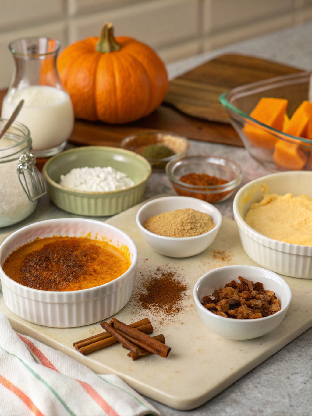 Pumpkin Creme Brûlée preparing steps