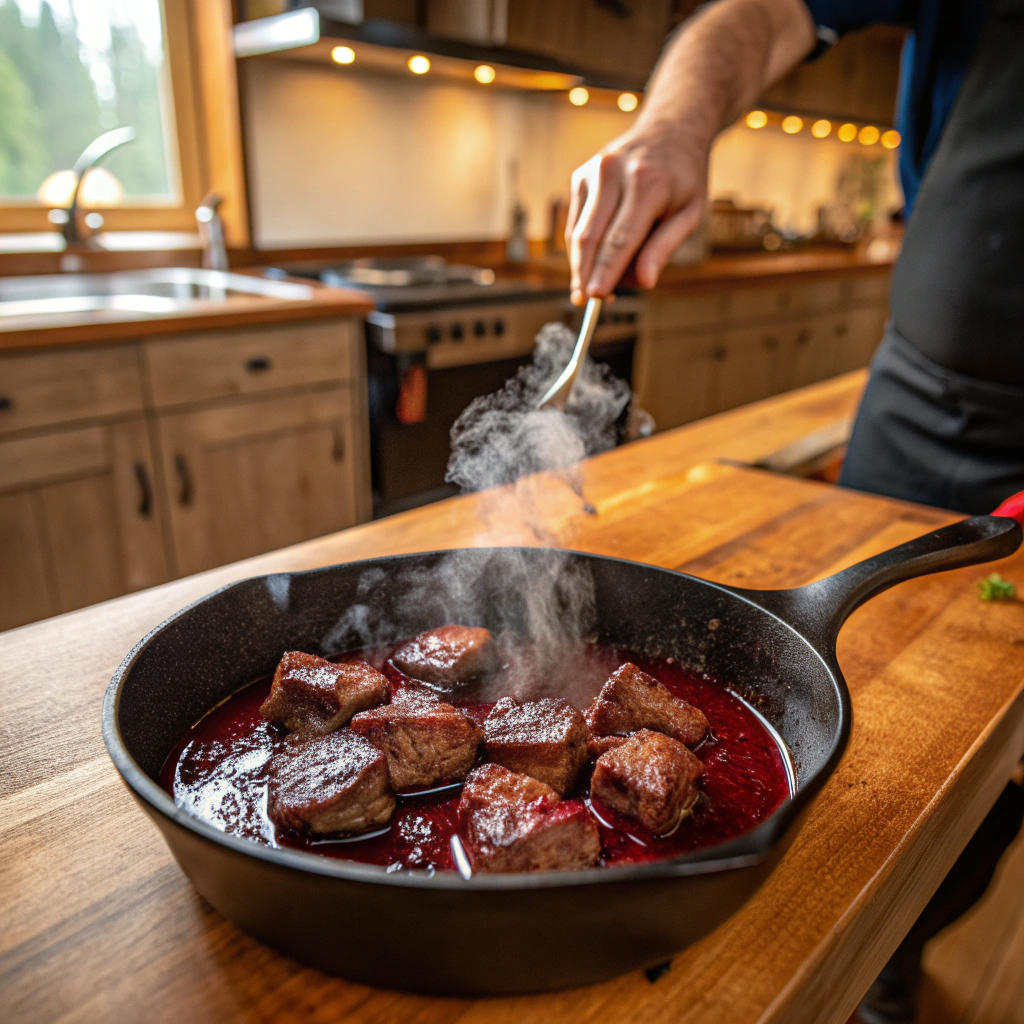final 59 - Vampire’s Steak Bites with Red Wine Reduction
