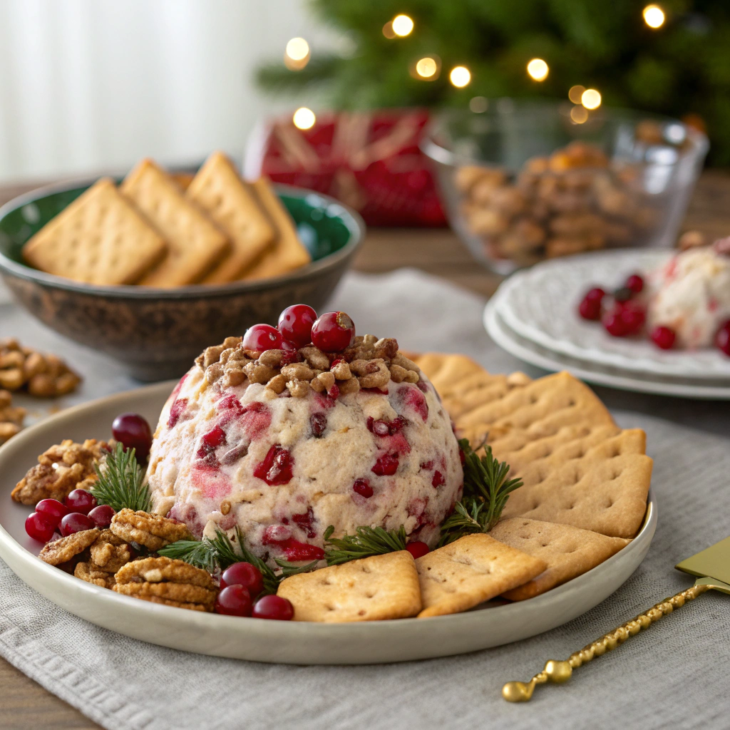 The Festive Favorite: Cranberry Walnut Cream Cheese Ball Dip 3 Final dish