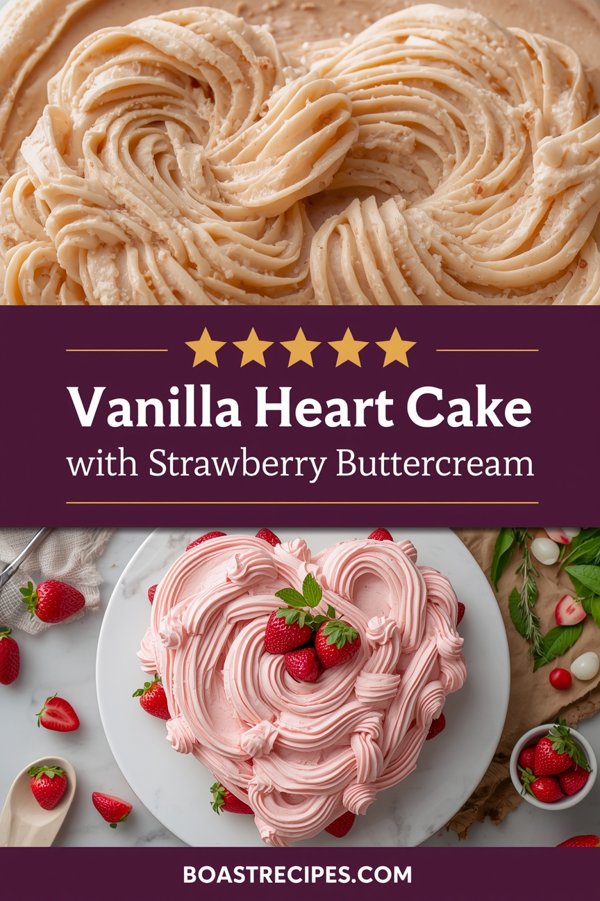 Vanilla Heart Cake with Strawberry Buttercream 1 Vanilla Heart Cake with Strawberry Buttercream - Vanilla Heart Cake with Strawberry Buttercream