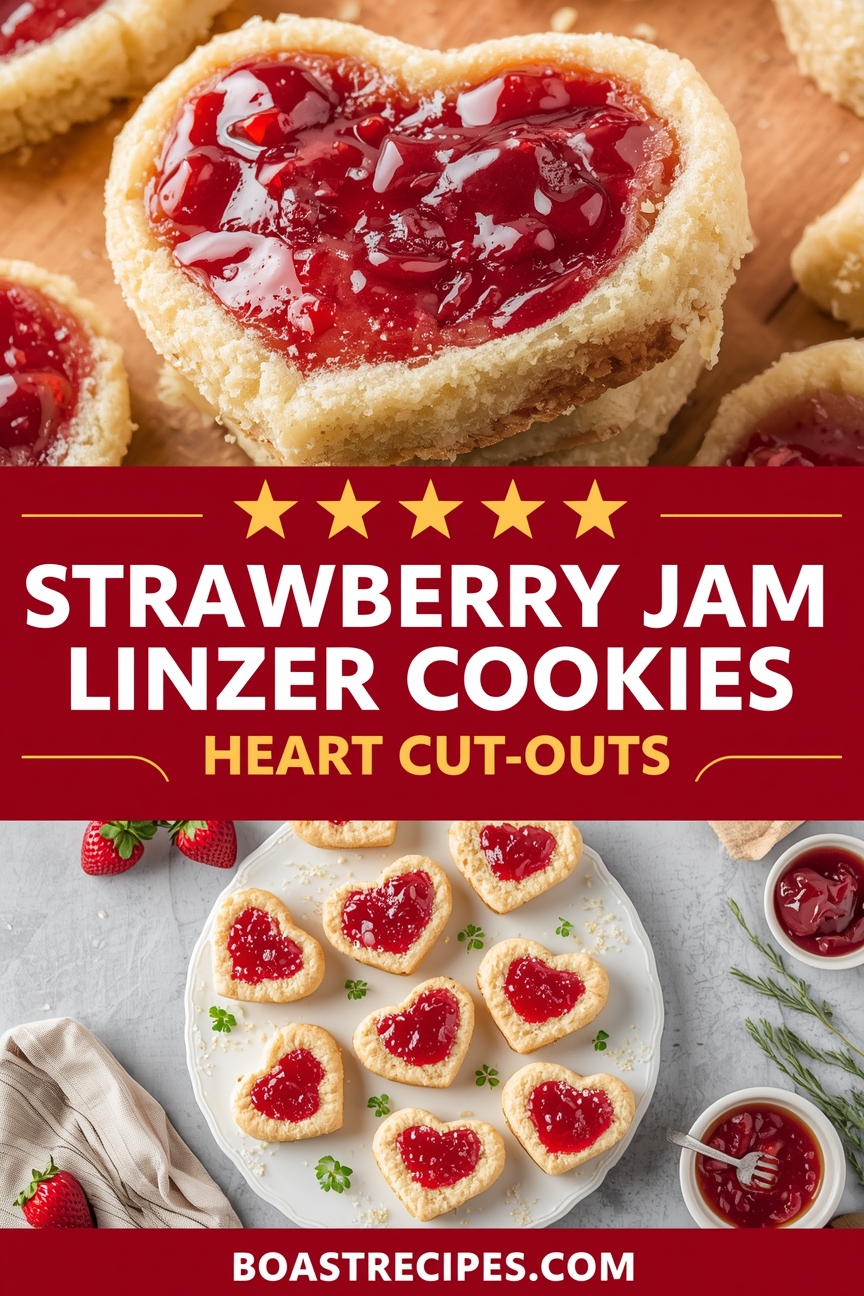 Strawberry Jam Linzer Cookies (Heart Cut-Outs) - Boast Recipes